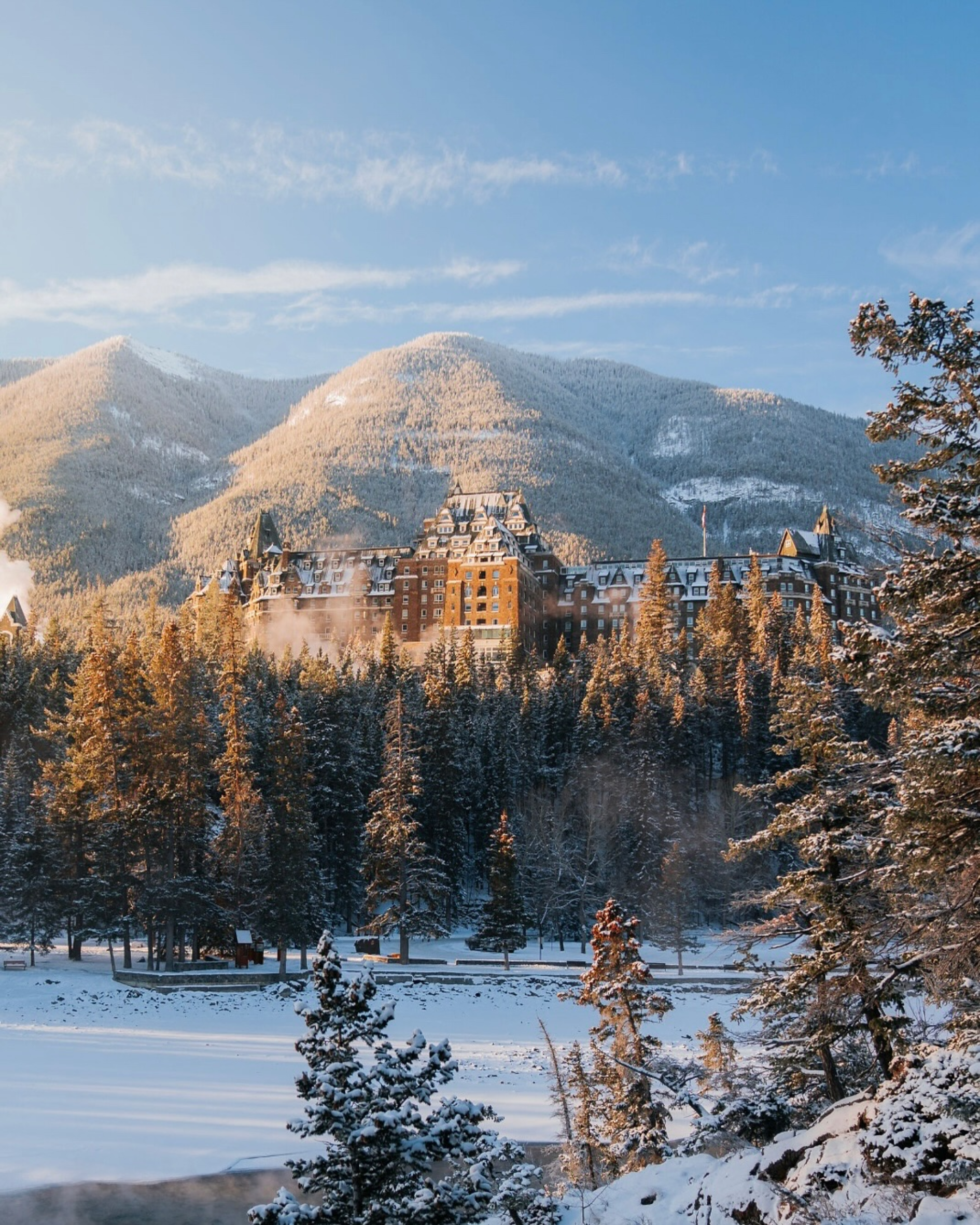the top 8 dreamy hotels for a white christmas snow global banff springs resort canada