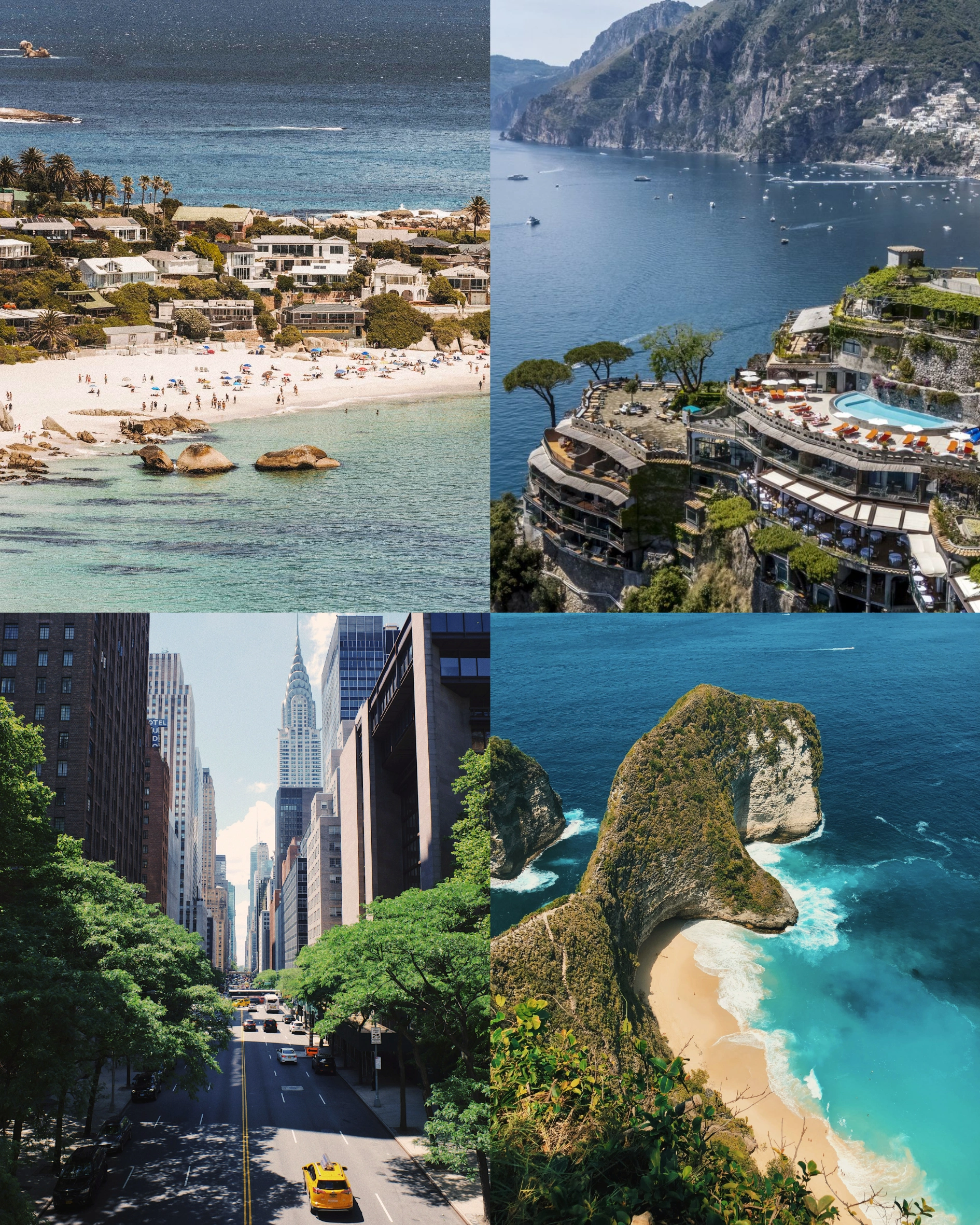 JUNE TRAVEL DESTINATIONS AMALFI COAST ITALY BALI INDONESIA NEW YORK CITY MANHATTAN USA CAPE TOWN SOUTH AFRICA